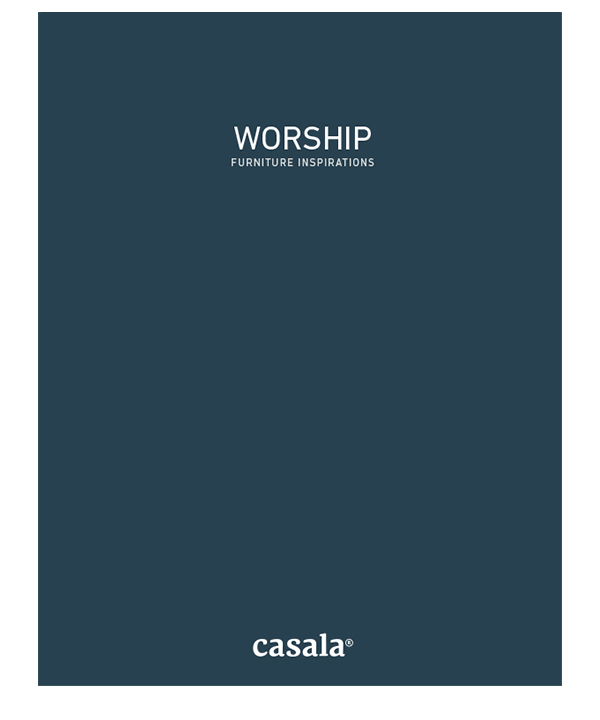 Church furniture Casala | worship brochure with church chairs, tables and transport dollies